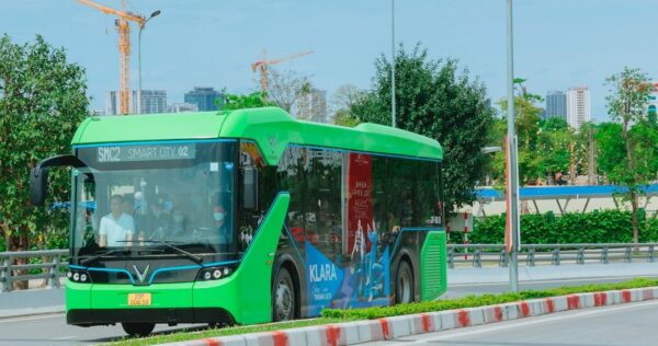 electric bus in the road