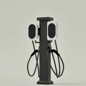 Dual 80A Commercial EV Charger CSE4 on pedestal, Level-2 EV charger, RFID